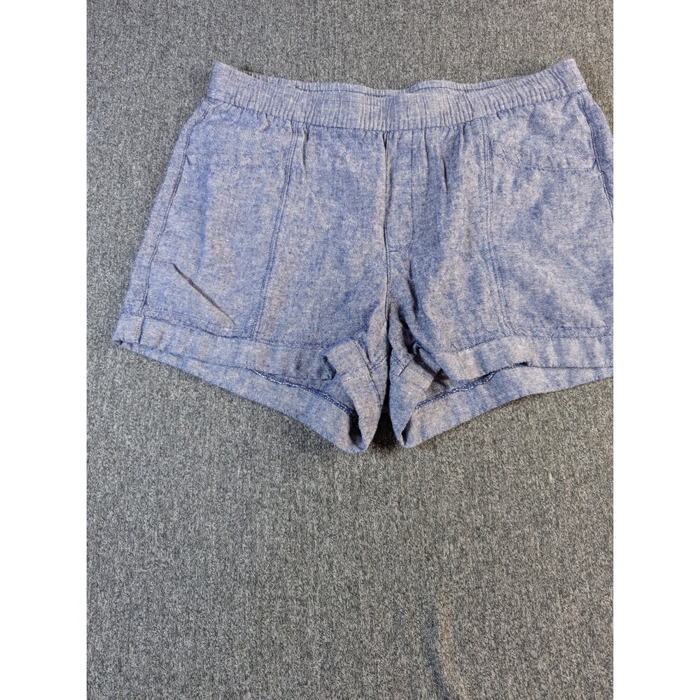 Old‎ Navy Womens Blue Linen Blend High Rise Elastic Waist Cuffed Shorts Size M